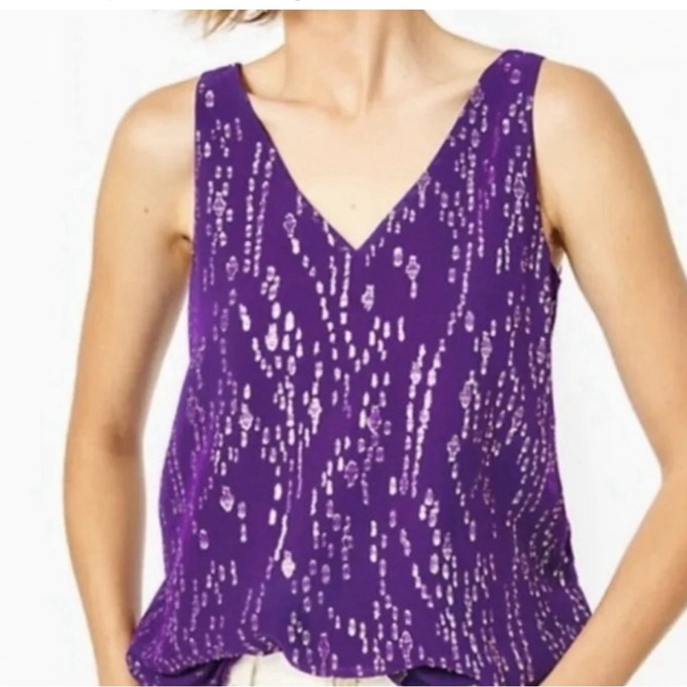 - Lilly Pulitzer Silk Tank Top Purple and Gold Sleeveless Top